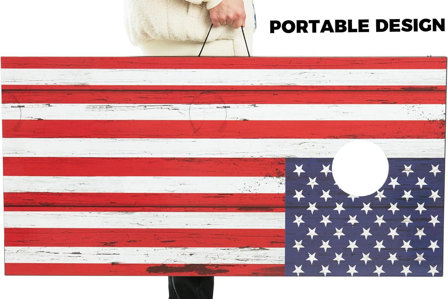 imageCornhole Board Set Cornhole Games for Adults Portable Choose Regulation or Tailgate Size4 x 2 American Flag