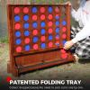 imageGiant Wooden 4 in a Row Connect Games with Folding Tray  Yard Outdoor Beach Games with Carrying Case  Two Styles to Play  Patented ProductBrown