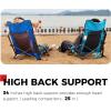 imageSPORT BEATS Low Beach Chairs Set of 2 Folding Beach Chairs High Back Support with Head Pillows Shoulder StrapsBlue
