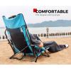 imageSPORT BEATS Low Beach Chairs Set of 2 Folding Beach Chairs High Back Support with Head Pillows Shoulder StrapsCyan