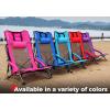 imageSPORT BEATS Low Beach Chairs Set of 2 Folding Beach Chairs High Back Support with Head Pillows Shoulder StrapsNavy