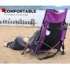 imageSPORT BEATS Low Beach Chairs Set of 2 Folding Beach Chairs High Back Support with Head Pillows Shoulder StrapsPurple