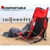 imageSPORT BEATS Low Beach Chairs Set of 2 Folding Beach Chairs High Back Support with Head Pillows Shoulder StrapsRed