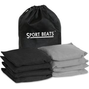 imageCornhole Bags Set of 8 Regulation Weight ampamp Size Includes Carry CaseGray  Black