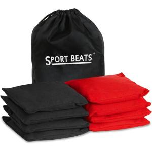 imageCornhole Bags Set of 8 Regulation Weight ampamp Size Includes Carry CaseRed  Black