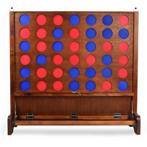 imageGiant Wooden 4 in a Row Connect Games with Folding Tray  Yard Outdoor Beach Games with Carrying Case  Two Styles to Play  Patented ProductBrown