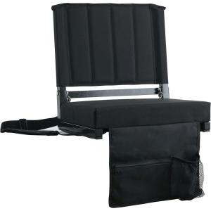 imageSPORT BEATS Stadium Seats with Back Support Bleacher Chairs with Back and Cushion Thick Padded Bleacher Seats Includes Shoulder StrapBlack