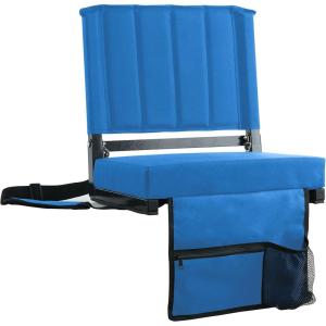 imageSPORT BEATS Stadium Seats with Back Support Bleacher Chairs with Back and Cushion Thick Padded Bleacher Seats Includes Shoulder StrapBlue