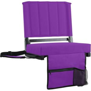 imageSPORT BEATS Stadium Seats with Back Support Bleacher Chairs with Back and Cushion Thick Padded Bleacher Seats Includes Shoulder StrapDark Purple