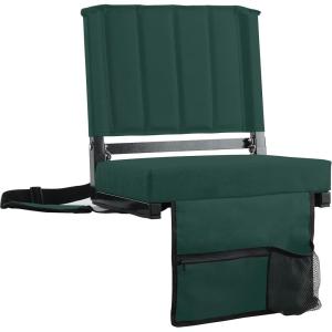 imageSPORT BEATS Stadium Seats with Back Support Bleacher Chairs with Back and Cushion Thick Padded Bleacher Seats Includes Shoulder StrapHuntergreen
