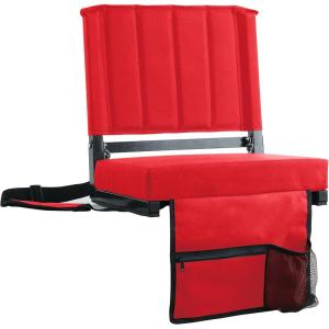 imageSPORT BEATS Stadium Seats with Back Support Bleacher Chairs with Back and Cushion Thick Padded Bleacher Seats Includes Shoulder StrapRed