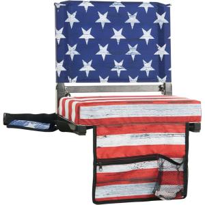 imageSPORT BEATS Stadium Seats with Back Support Bleacher Chairs with Back and Cushion Thick Padded Bleacher Seats Includes Shoulder StrapRetro Flag